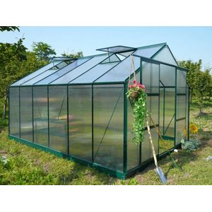 EXPERTLAND Tuinkas van polycarbonaat van 13m² KALIDA L 305 cm x H 249 cm x D 427 cm