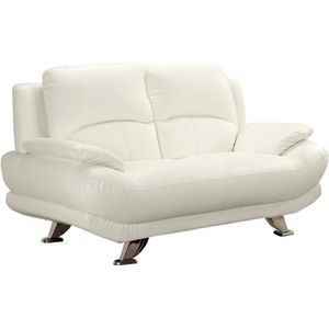 Vente-unique Tweezitsbank van kunstleer MUSKO - Wit. L 150 cm x H 89 cm x D 91 cm