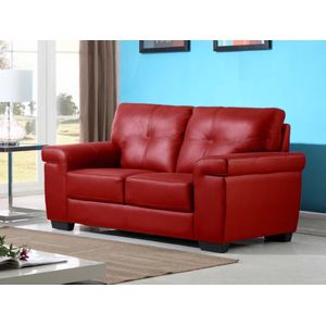 Vente-unique Tweezitsbank van leer HAZEL - Rood L 161 cm x H 89 cm x D 93 cm