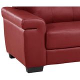 Vente-unique Driezitsbank van leer HAZEL - Rood L 207 cm x H 89 cm x D 93 cm