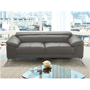 Vente-unique - Ledersofa 3-Sitzer - Anthrazit - solange