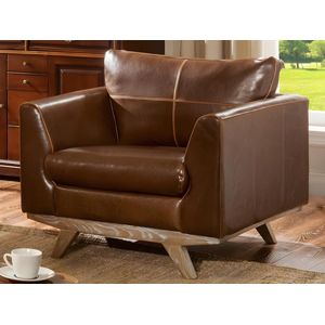 Vente-unique Fauteuil ALEGAN van lived-in leer - bruin L 90 cm x H 82 cm x D 90 cm