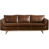 Driezitsbank ALEGAN van lived-in leer - bruin L 213 cm x H 82 cm x D 90 cm