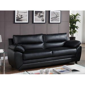 Vente-unique - Sofa 3-Sitzer - Kunstleder - Schwarz - manoa
