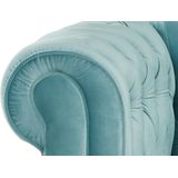 Driezitsbank CHESTERFIELD - fluweel - pastel blauw L 205 cm x H 72 cm x D 88 cm