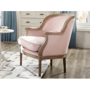 Fauteuil van fluweel ALIENOR – pastel roze