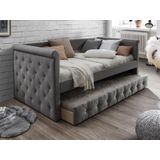 Bed met slaaplade LOUISE - 2 x 90 x 190 cm - Grijze stof