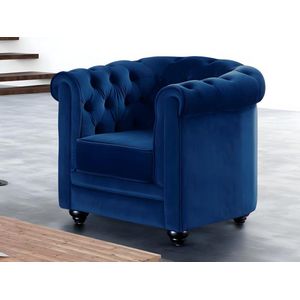 Fauteuil CHESTERFIELD - Fluweel - Koningsblauw L 85 cm x H 72 cm x D 78 cm