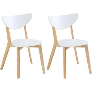 Set van 2 stoelen CARINE - Massief hevea en MDF - Wit L 48 cm x H 78 cm x D 53 cm