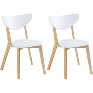 Set van 2 stoelen CARINE - Massief hevea en MDF - Wit L 48 cm x H 78 cm x D 53 cm