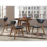 Set van 2 stoelen LISETTE - Massief Hévéa hout & kunstleer - Walnoot en zwart L 48 cm x H 77 cm x D 55 cm