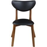 Set van 2 stoelen LISETTE - Massief Hévéa hout & kunstleer - Walnoot en zwart L 48 cm x H 77 cm x D 55 cm