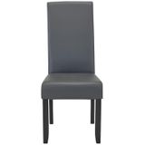Set van 2 stoelen ROVIGO - Kunstleer - mat grijs - zwarte houten poten L 47 cm x H 107 cm x D 63 cm