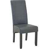 Set van 2 stoelen ROVIGO - Kunstleer - mat grijs - zwarte houten poten L 47 cm x H 107 cm x D 63 cm