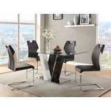 Set van 4 stoelen WINCH - Zwart / wit kunstleer - Poten van chroom metaal L 43 cm x H 99 cm x D 57 cm