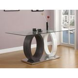 AYANE - Eettafel - Eik en Wit - Gehard Glas en MDF - 6 Plaatsen