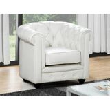 Fauteuil CHESTERFIELD van kunstleer - Wit