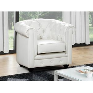 Vente-unique Fauteuil CHESTERFIELD van kunstleer - Wit L 82 cm x H 72 cm x D 78 cm