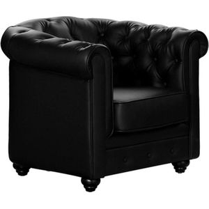 Fauteuil CHESTERFIELD van kunstleer - Zwart L 82 cm x H 72 cm x D 78 cm