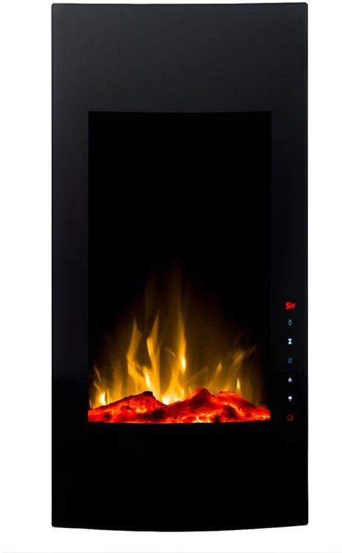 Vente-unique - VULCANO - Elektrische Sfeerhaard - Zwart - L41 x D13 x H81 cm