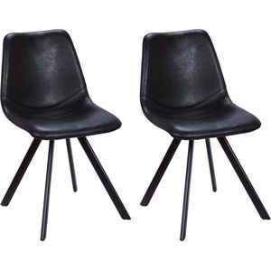 Set van 2 stoelen LUBINE - Kunstleer - Zwart