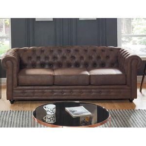 Driezitsbank CHESTERFIELD van microvezel met vintage look