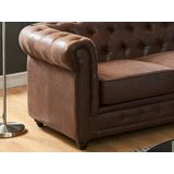 Chesterfield Hoekbank van Microvezel - Bruin met Vintage Look - Comfortabel en Trendy - Ruime Afmetingen