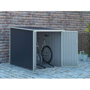 Vente-unique Tuinhuisje van grijs gegalvaniseerd staal voor 2 fietsen - 2,81 m² - NIKI