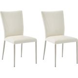 Set van 2 stoelen TALICIA - Kunstleer & geborsteld staal - Wit L 45 cm x H 89 cm x D 61 cm