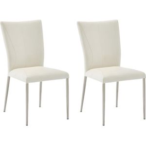Set van 2 stoelen TALICIA - Kunstleer & geborsteld staal - Wit L 45 cm x H 89 cm x D 61 cm