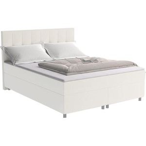 Ysmée Set boxspring en matras met hoofdeinde + lattenbodem + matras + dekmatras SIERO van YSMÉE - 160 x 200 cm - stof - ivoor L 208 cm x H 110 cm x D 160 cm