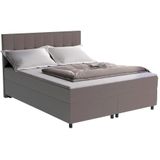 Set boxspring en matras met hoofdeinde + lattenbodem + matras + dekmatras SIERO van YSMÉE - 160 x 200 cm - stof - grijs