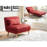 Fauteuil met bed optie POSIO van stof - Rood L 74 cm x H 75 cm x D 78 cm