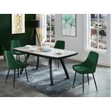 Set van 2 stoelen MASURIE - Fluweel - Groen L 49 cm x H 85.5 cm x D 56 cm