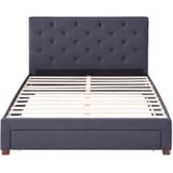 Bed met lades en gewatteerd hoofdbord AGOSTINI - stof - 160 x 200 cm - Grijs