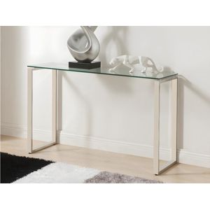 FREYA - Bijzettafel - Gehard Glas - Gechroomd Metaal