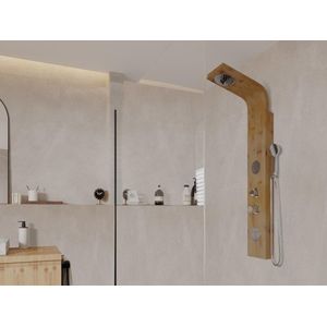 Vente-unique Douchekolom met massagestralen TISSIA, tropische regen en paneel van bamboe - 20 x 140 cm L 20 cm x H 140 cm x D 20 cm