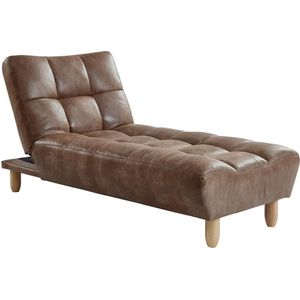 Chaise Longue Klik-Klak van Gerijpte Microvezel ESTEBAN - Chocolade Vintage L 84 cm X H 87 cm X D 165 cm