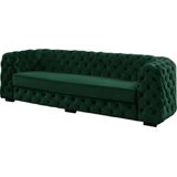Vente-unique Driezitsbank chesterfield STANLEY - Fluweel boomgroen L 237 cm x H 68 cm x D 97 cm
