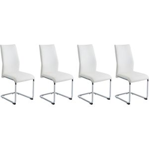 Set van 4 stoelen PAULINE - Kunstleer - Wit L 44 cm x H 97 cm x D 46 cm