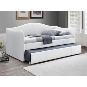 Vente-unique - Ausziehbett - Kunstleder - 2 x 90 x 190 cm - Weiß - mathilde