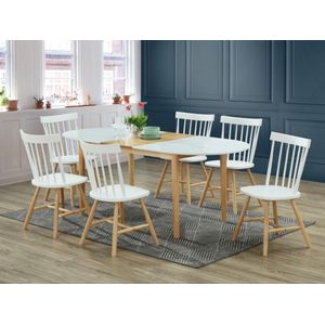 Uitschuifbare eettafel ELVINE - 4 tot 6 personen - MDF - Wit en naturel L 200 cm x H 75 cm x D 90 cm