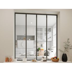 Glazen binnenraam BAYVIEW van aluminium met zwarte poedercoating - 120 x 130 cm