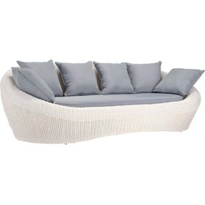 MYLIA Driezits tuinbank van ecru gevlochten hars - WHITEHEAVEN L 201 cm x H 66 cm x D 101 cm