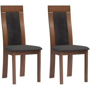 Set van 2 stoelen BELINDA - Beuk en stof - Kleuren: Walnoot en antraciet