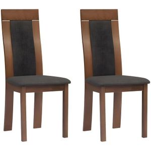 Set van 2 stoelen BELINDA - Beuk en stof - Kleuren: Walnoot en antraciet L 47 cm x H 103 cm x D 55 cm