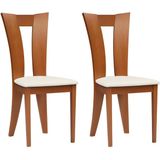 Set van 2 stoelen TIFFANY - Massief beukenhout - Kleuren: Eik en wit