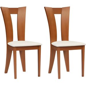 Set van 2 stoelen TIFFANY - Massief beukenhout - Kleuren: Eik en wit L 46 cm x H 96 cm x D 53 cm