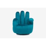 Draaibare fauteuil hand CATCHY van fluweel - Eendenblauw L 82 cm x H 89 cm x D 78 cm