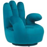 Draaibare fauteuil hand CATCHY van fluweel - Eendenblauw L 82 cm x H 89 cm x D 78 cm